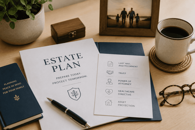 A licensed advisor helping a senior couple set up a trust at home